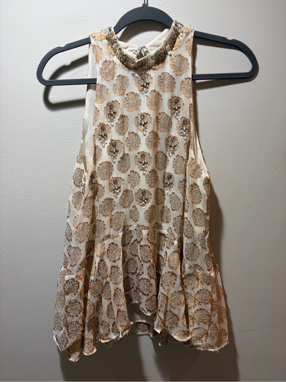 Kimchi Blue Cream Sleeveless Top with Gold Embellishment